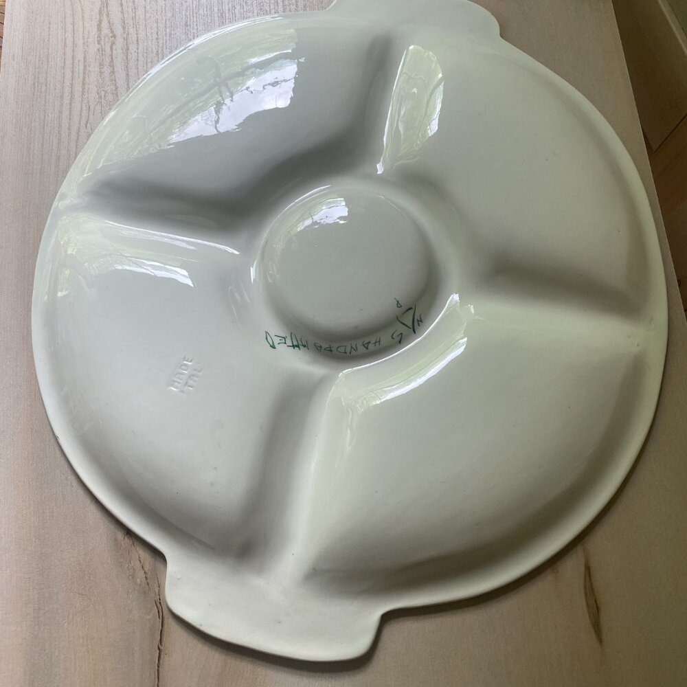 VTG Hand Painted Italy Rustic Fruits 5 compartment ceramic serving platter mcm - Picture 12 of 12